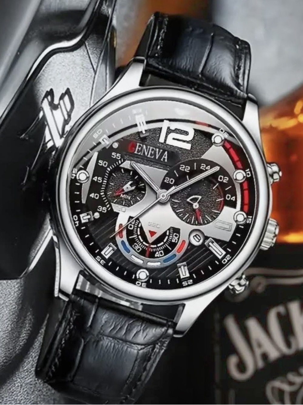 1-Watch Black Dial Silver-Tone Case